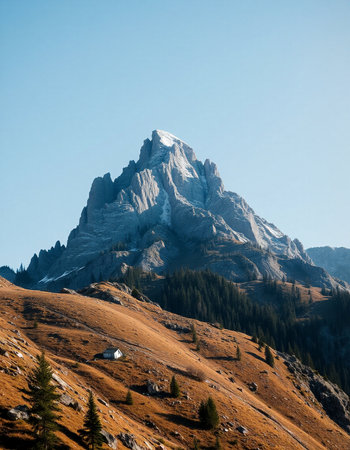 Mountain landscape in the Dolomites in South Tyrol, Italyの写真素材
