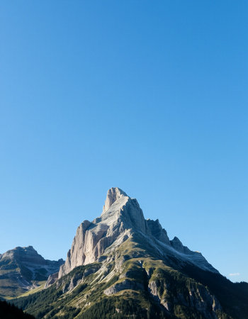 Mountain landscape with blue sky and clouds in Dolomites, Italyの写真素材