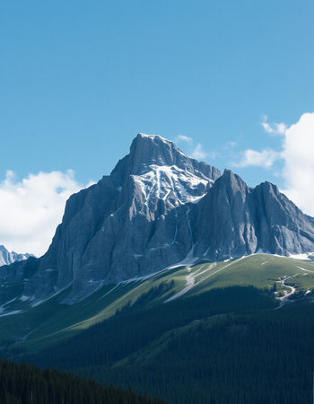 Mountain landscape with snow-capped peaks in the Canadian Rockies.の写真素材