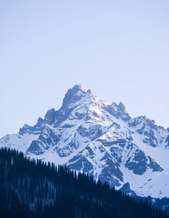 Mountain landscape with snow and blue sky. Canadian Rockies, Alberta, Canadaの写真素材