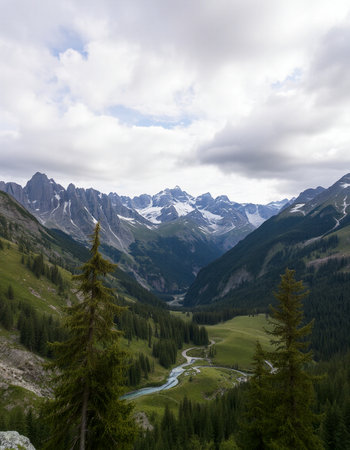 Panoramic view of Dolomites mountains, South Tyrol, Italyの写真素材
