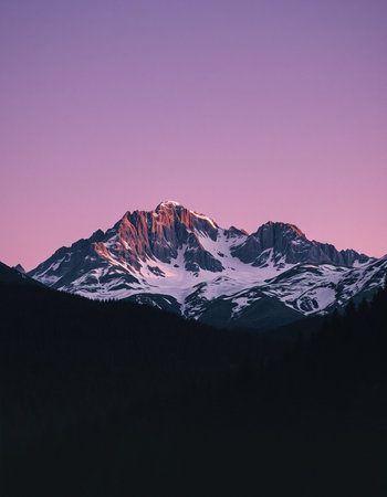 Sunset in the Rocky Mountains of Alaska, United States of Americaの写真素材