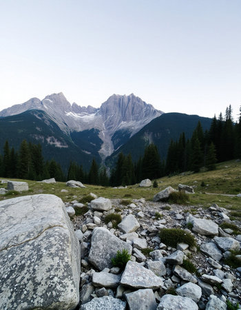 Mountains in the Canadian Rockies, Banff, Alberta, Canadaの写真素材