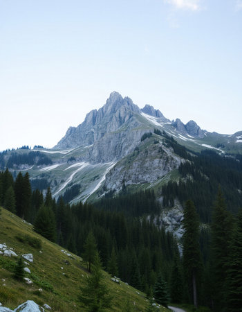 Mountain landscape in the Dolomites, South Tyrol, Italyの写真素材