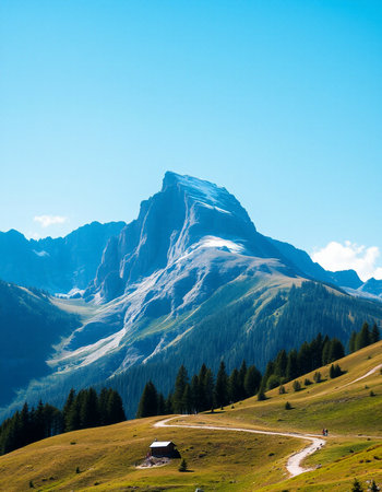Mountain landscape in the Dolomites, South Tyrol, Italyの写真素材