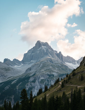 Mountain landscape in the Dolomites, South Tyrol, Italyの写真素材