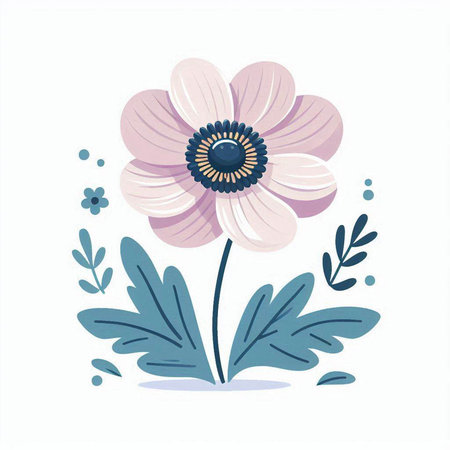 Beautiful floral card with anemone flowers. Vector illustration.のイラスト素材