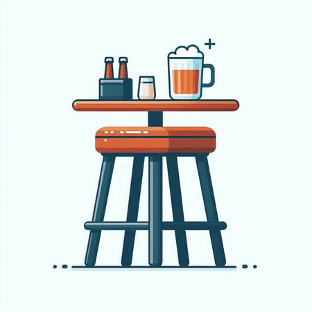 Illustration of a bar counter with beer. Vector illustration in flat style.のイラスト素材