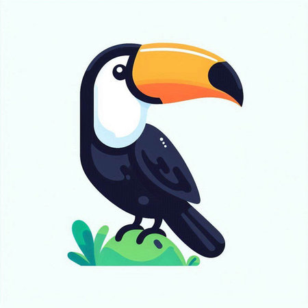 Toucan in cartoon style. Vector illustration isolated on white background.のイラスト素材