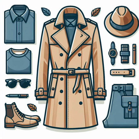 Vector set of men's clothes and accessories. Men's fashion.のイラスト素材