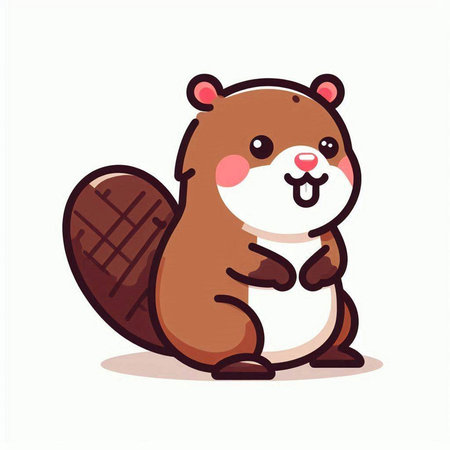 Cute beaver vector illustration. Cute beaver cartoon character.のイラスト素材