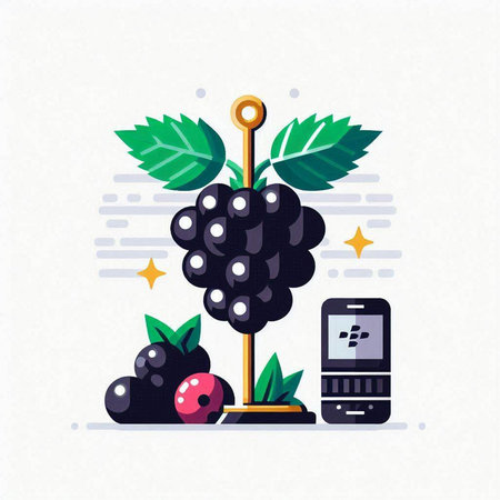 Grapes and smartphone. Vector illustration. Flat design style.のイラスト素材