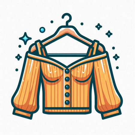 Illustration of a jacket on a hanger isolated on white backgroundのイラスト素材