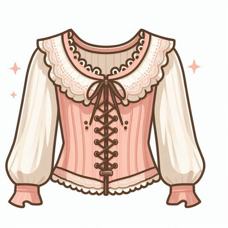 Illustration of a pink lacy blouse with a lace patternのイラスト素材