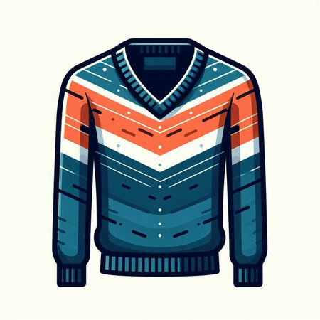 Knitted sweater. Vector illustration of a sweater with a striped pattern.のイラスト素材