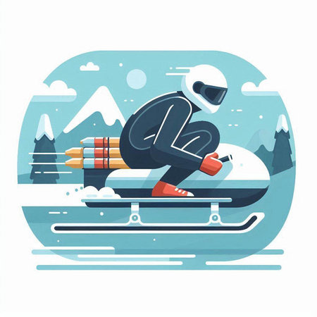 Snowboarder on a snowboard. Flat style vector illustration.のイラスト素材