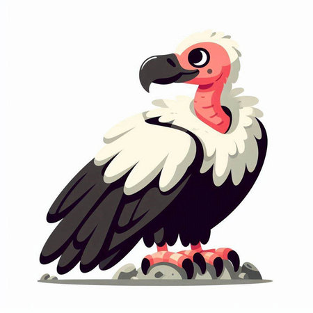 vector illustration of a vulture on a white background in cartoon styleのイラスト素材