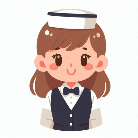 Sailor girl in uniform on white background. Vector illustration.のイラスト素材