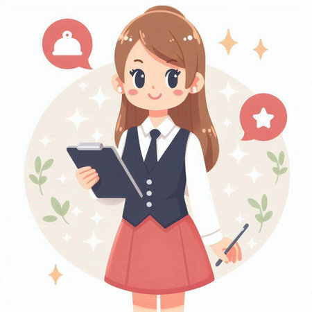A cute girl in a school uniform who writes in a notebook.のイラスト素材