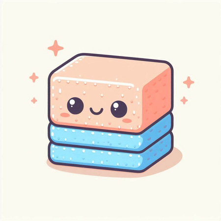 Cute hand drawn soap. Vector illustration in a cartoon style.のイラスト素材