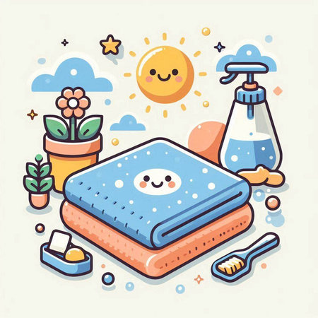 Vector illustration of a set of objects for the care of the body.のイラスト素材