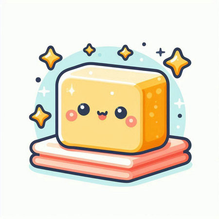 Cute cartoon cheese icon. Vector illustration isolated on white background.のイラスト素材