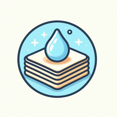 Pancakes and water drop vector illustration. Cleaning service logo.のイラスト素材