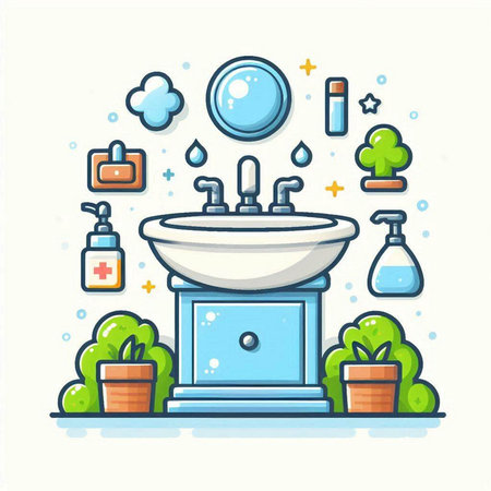Bathroom icon. Vector illustration in flat design style. Bathroom interior design.のイラスト素材
