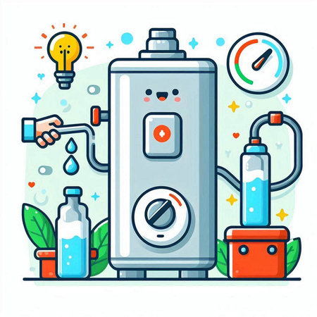 Vector illustration of a water boiler on a white background. Flat style.のイラスト素材