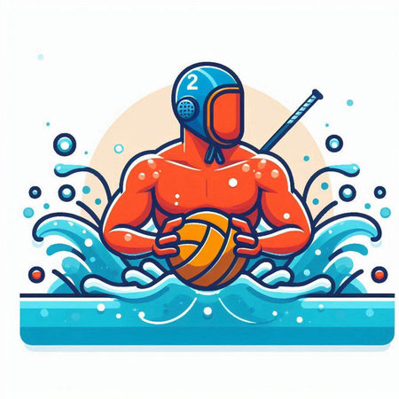 Volleyball player in a helmet with a ball. Vector illustrationのイラスト素材