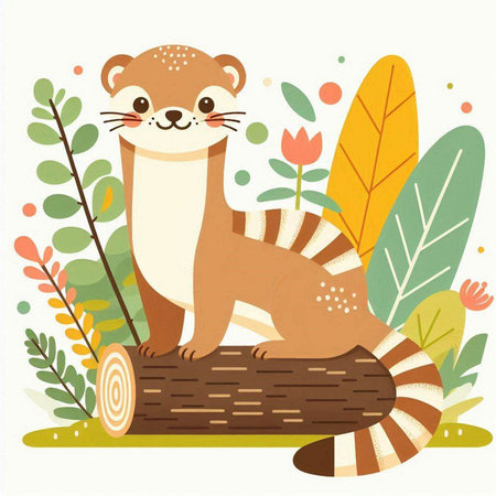 Cute little chipmunk in the forest. Vector illustration.のイラスト素材