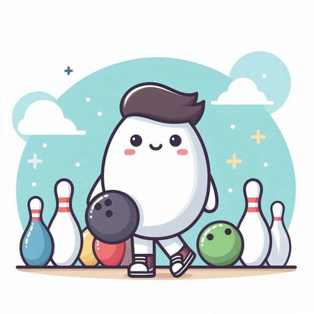 Bowling ball and skittles. Vector illustration in cartoon styleのイラスト素材