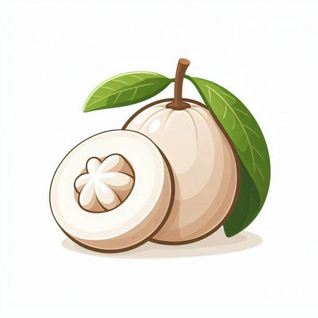 Fresh mangosteen fruit isolated on white background. Vector illustration.のイラスト素材