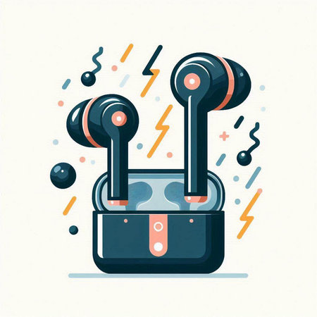 Vector illustration of a gaming machine with headphones. Flat style design.のイラスト素材