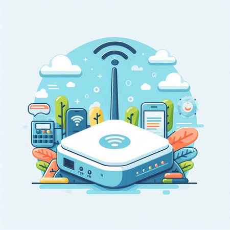 Wireless internet connection concept. Vector illustration in flat design style.のイラスト素材