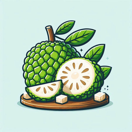 Custard apple vector illustration. Custard apple icon.のイラスト素材