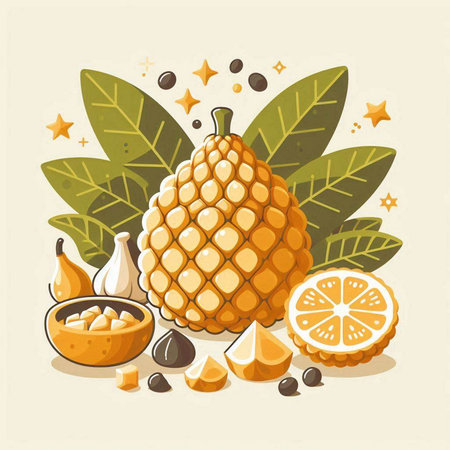 Illustration of a tropical fruit in a flat style. Vector illustration.のイラスト素材