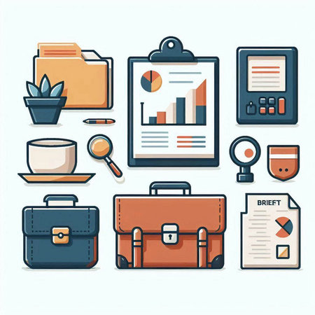 Set of business and finance icons. Vector illustration in flat style.のイラスト素材