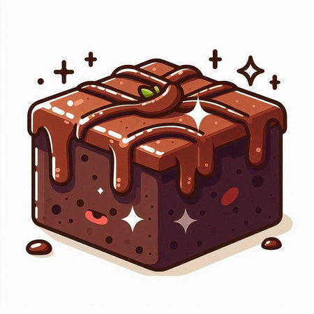 Chocolate cake with glaze on white background. Vector illustration.のイラスト素材