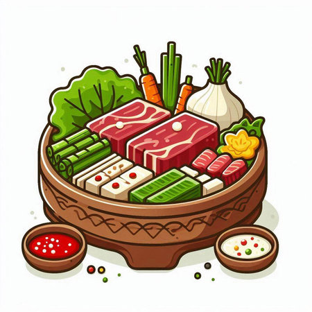 Sukiyaki, japanese food, vector illustration.のイラスト素材