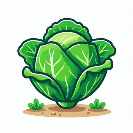 Cabbage vector illustration isolated on white background. Cabbage plant iconのイラスト素材