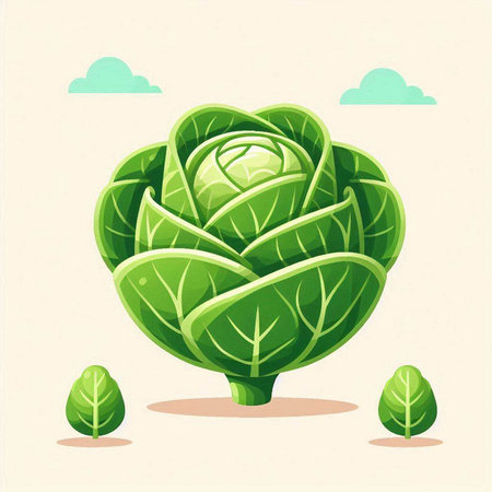 Cabbage in flat style. Vector illustration of a fresh cabbage.のイラスト素材