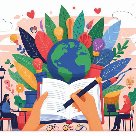 Education and learning. Flat design vector illustration. World book day concept.のイラスト素材