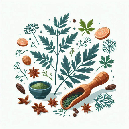 Herbs and spices. Herbs and spices. Vector illustration.のイラスト素材