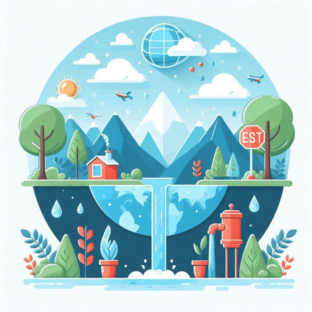 Ecology concept. Vector illustration in flat style. World environment day.のイラスト素材