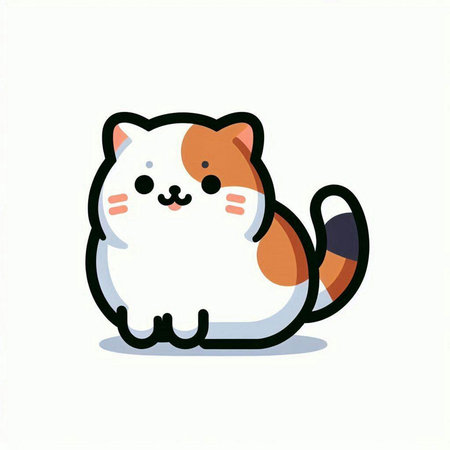 Cute cartoon cat. Vector illustration isolated on a white background.のイラスト素材