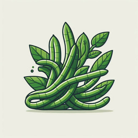 vector illustration of a green plant with leaves isolated on a white backgroundのイラスト素材