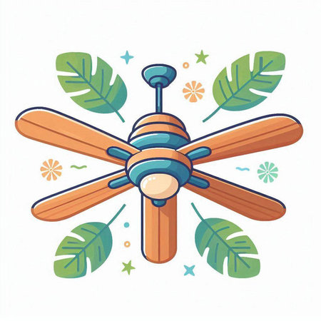Cute cartoon vector illustration of a wooden toy propeller with leaves.のイラスト素材