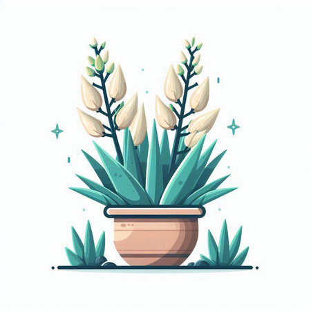 Flowerpot with succulent plants. Vector illustration in cartoon styleのイラスト素材