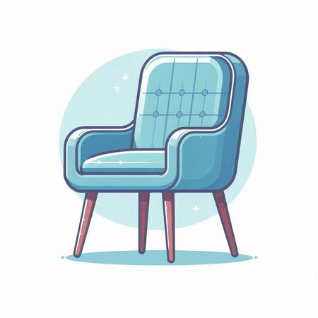 Vector illustration of a blue armchair isolated on a white background.のイラスト素材